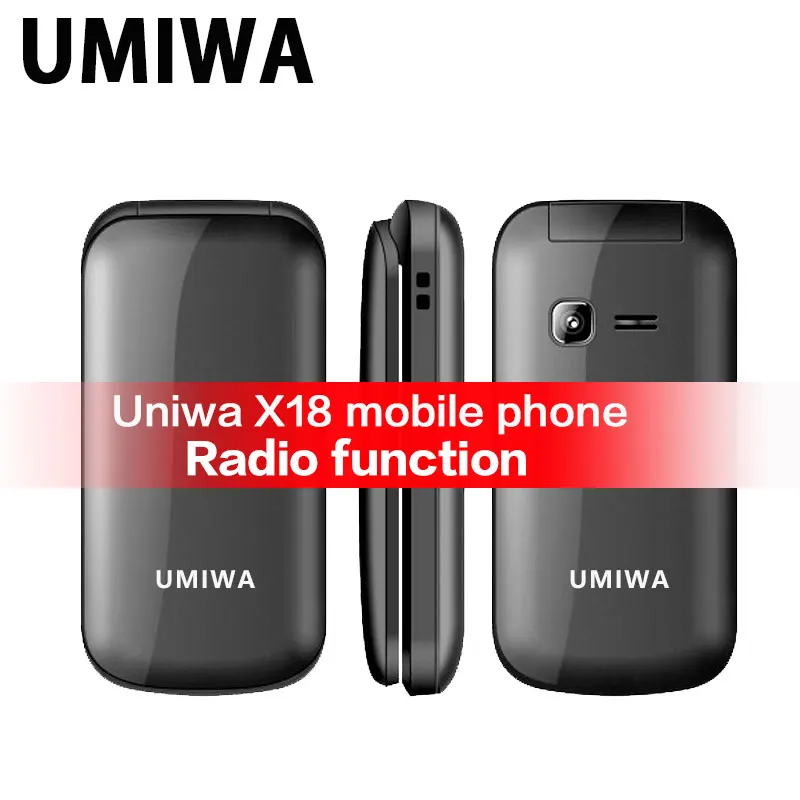 Uniwa X18 телефон для людей преклонного возраста флип мобильный GSM старшеклассник