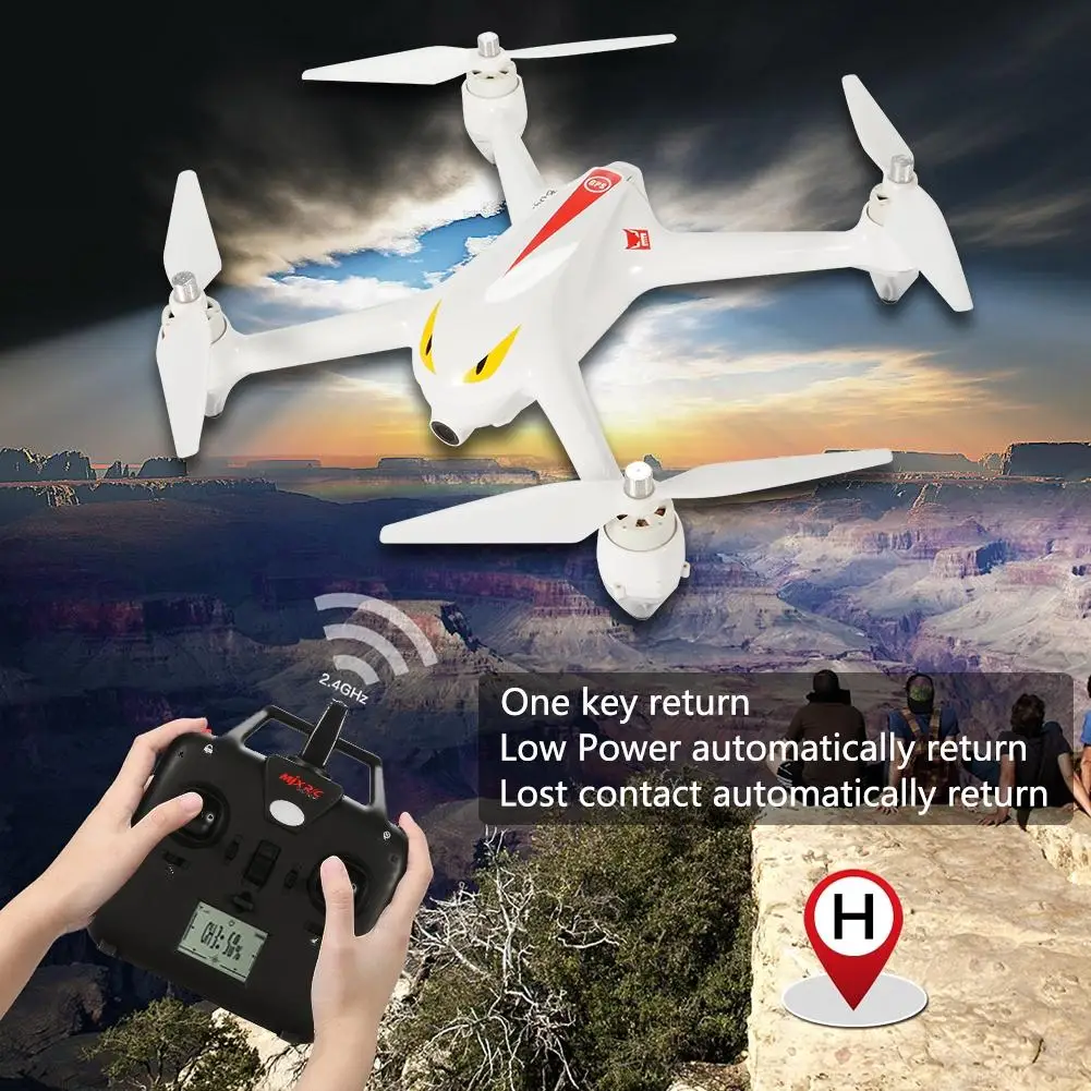 

LeadingStar MJX B2C 1080P Camera RC Drone Brushless Motor Transmitter AlarmHigh Capacity Battery Aircraft White