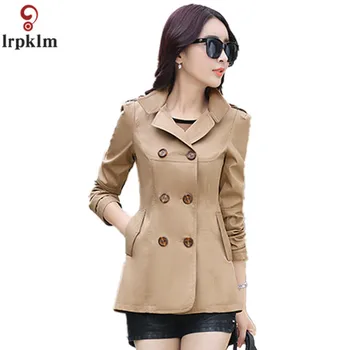 

Womens Thin 2017 New Fashion Autumn Women Slim Short Paragraph Long-sleeved Double-Breasted Women's Trench Coat LZ175