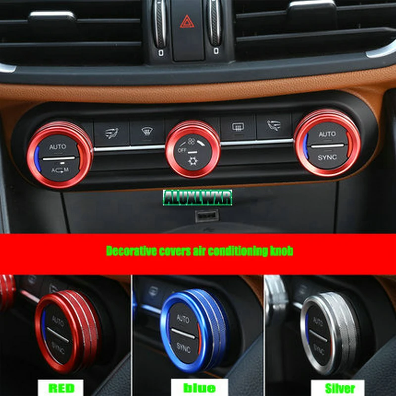 

Car Accessories Circle Trim Alloy 3pcs/set for Alfa Romeo Giulia Stelvio 2017 2018 Car Styling Console Air Conditioning Knobs
