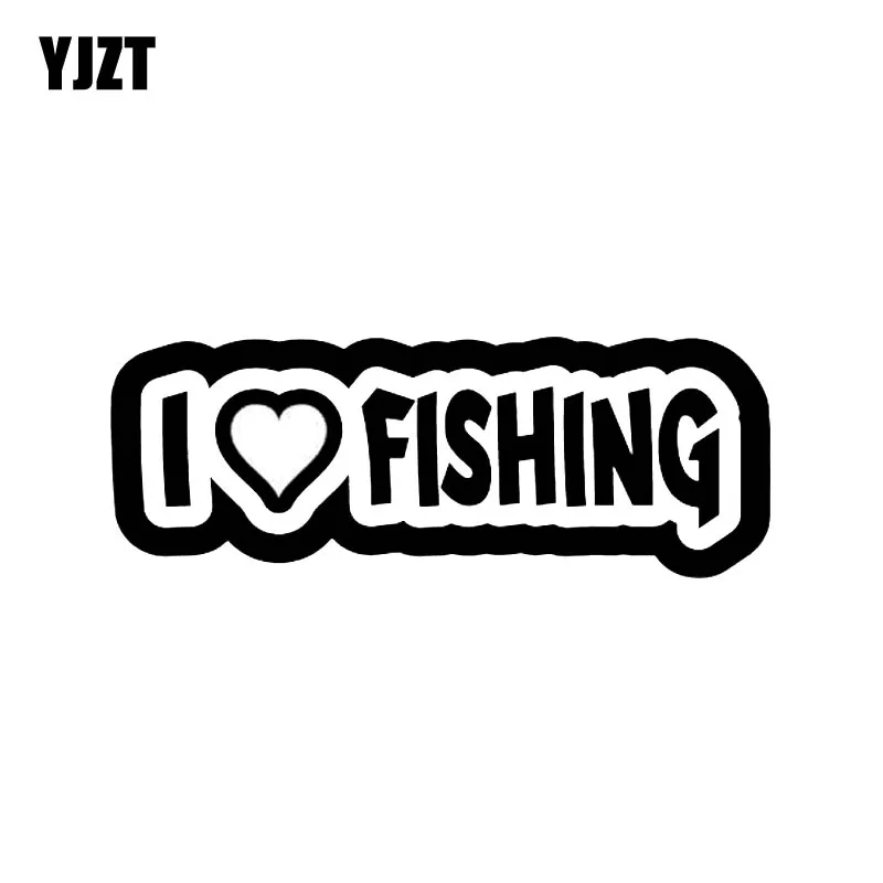 YJZT 12 см * 4 3 I LOVE HEART FISHING модная виниловая Автомобильная наклейка наклейки черные