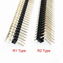 10 шт. 2,54 мм 2X40P правый угол штыревой разъем 0," RA штыревой разъем 90D двойной ряд, один пластик, Rohs, золотая пластина, R1 R2 опционально