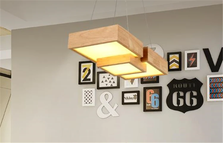 Японский современный простой креативный деревянный светодиодный подвесной светильник прямоугольные деревянные светильники для гостиной столовой
