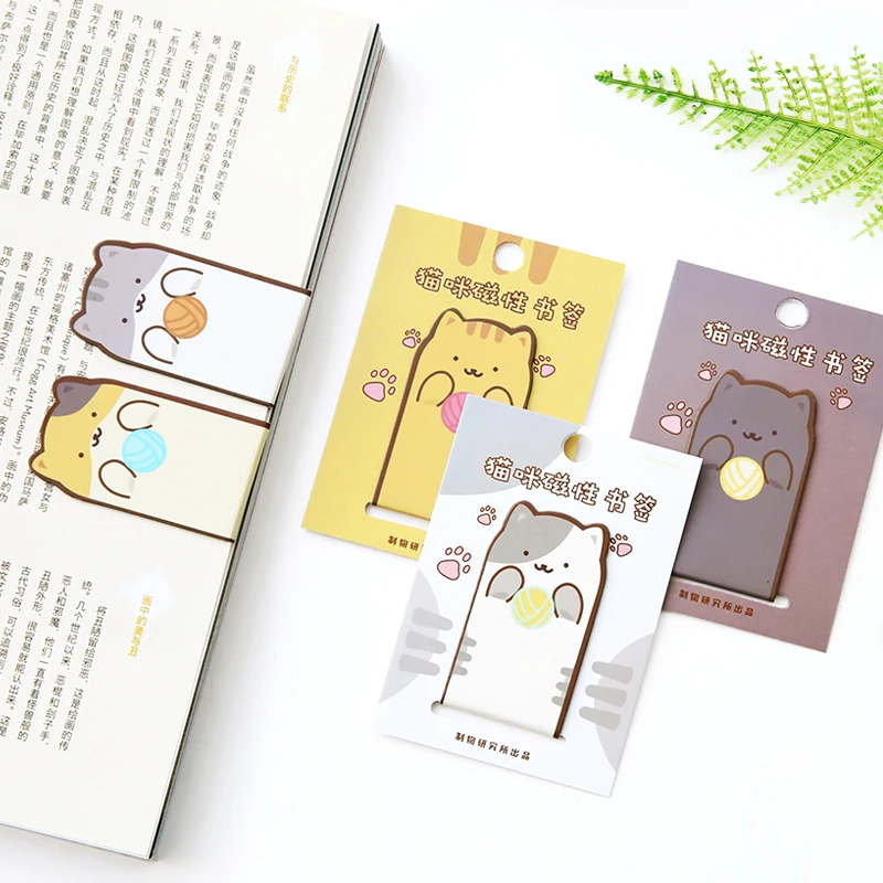 

Creative Cartoon Magnetic Bookmarks Lovely Cat Mini Metal Book Clips Children Gift Stationery