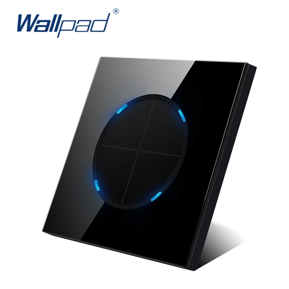 Настенный выключатель Wallpad L6 черное закаленное стекло 4 клавиши 1 канал случайный