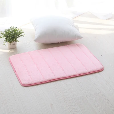 40x60 см коврик для ванной в полоску с эффектом памяти, коврик в горизонтальную полоску, нескользящий коврик из кораллового флиса, нескользящий коврик для ванной, хлопковый впитывающий ковер - Цвет: Розовый
