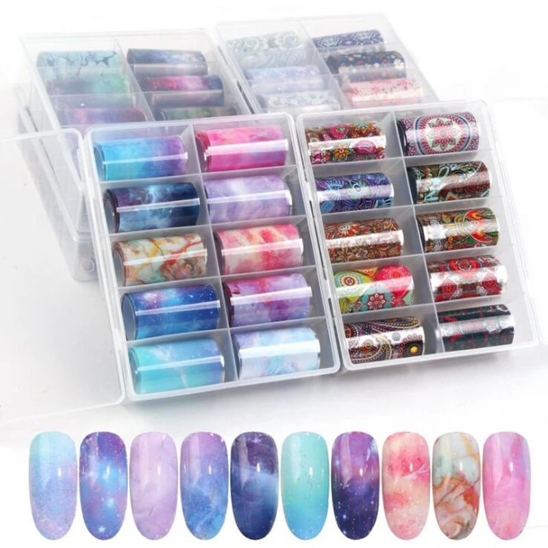 Designer Logo Nail Art Transfer Foil Set - Rainbow