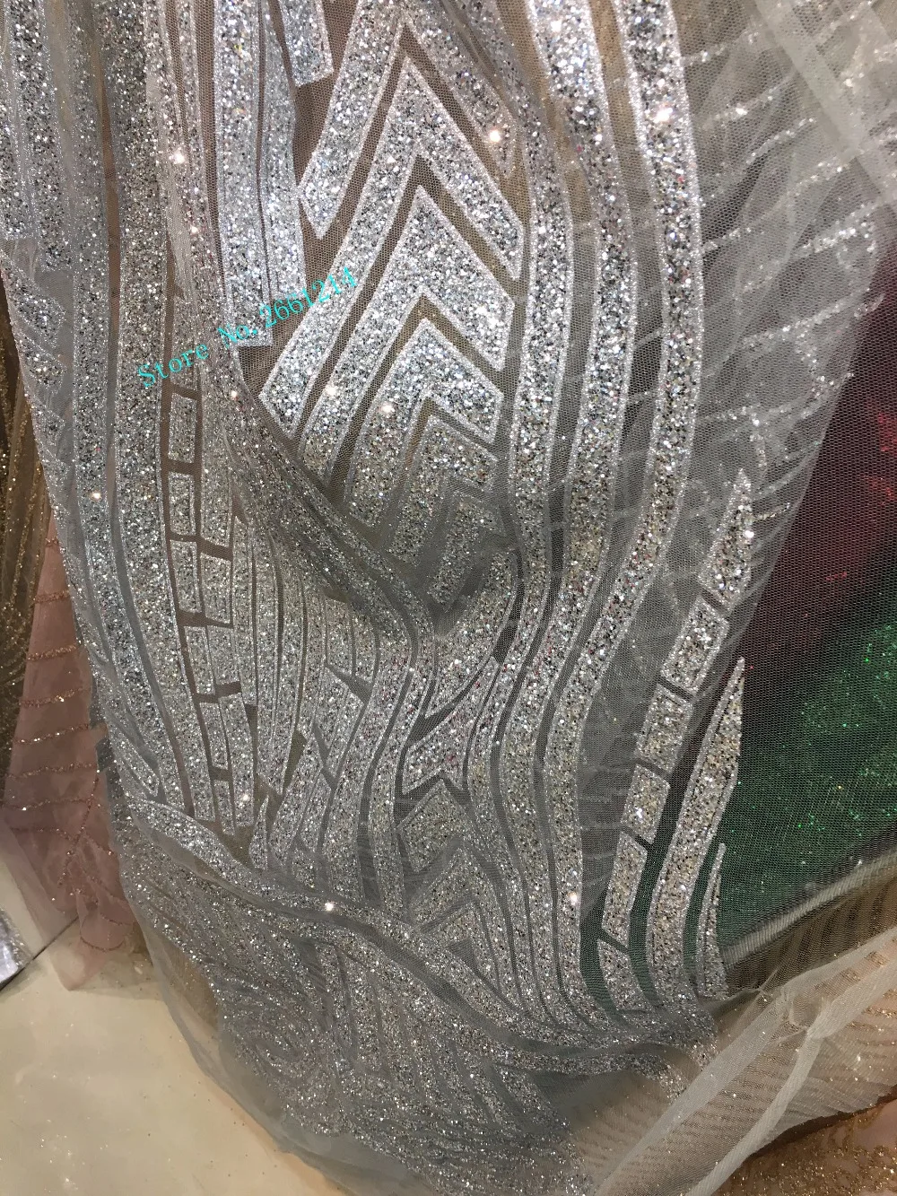 5 ярдов/шт. Специальные блестки клееные блестки французский чистая ткань вышитая Сетка кружевная ткань в серебряном цвете BZL-101128 для платья