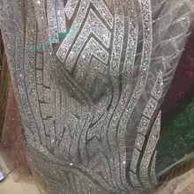 5 ярдов/шт. Специальные блестки клееные блестки французский чистая ткань вышитая Сетка кружевная ткань в серебряном цвете BZL-101128 для платья