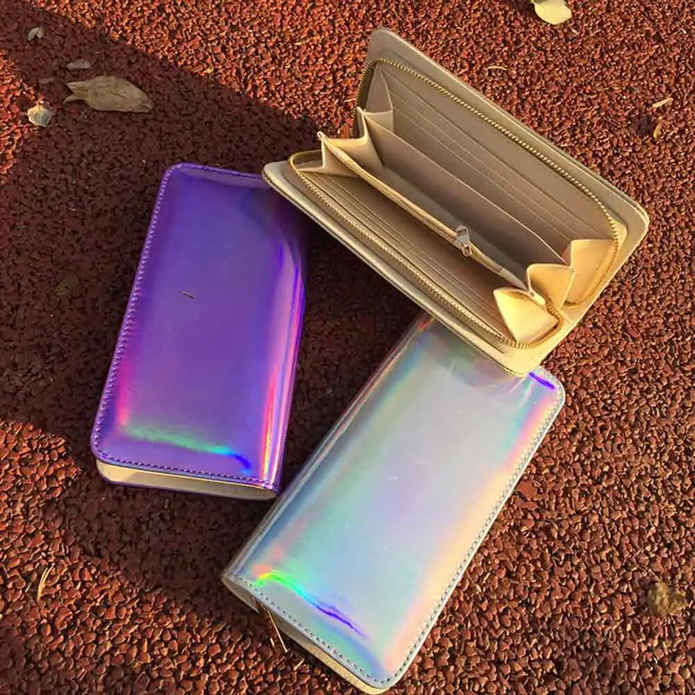 

Newly Women PU Leather Wallet Hologram Bag Wallets Long Money Purse Bank Card Holder Phone Bag DOD886