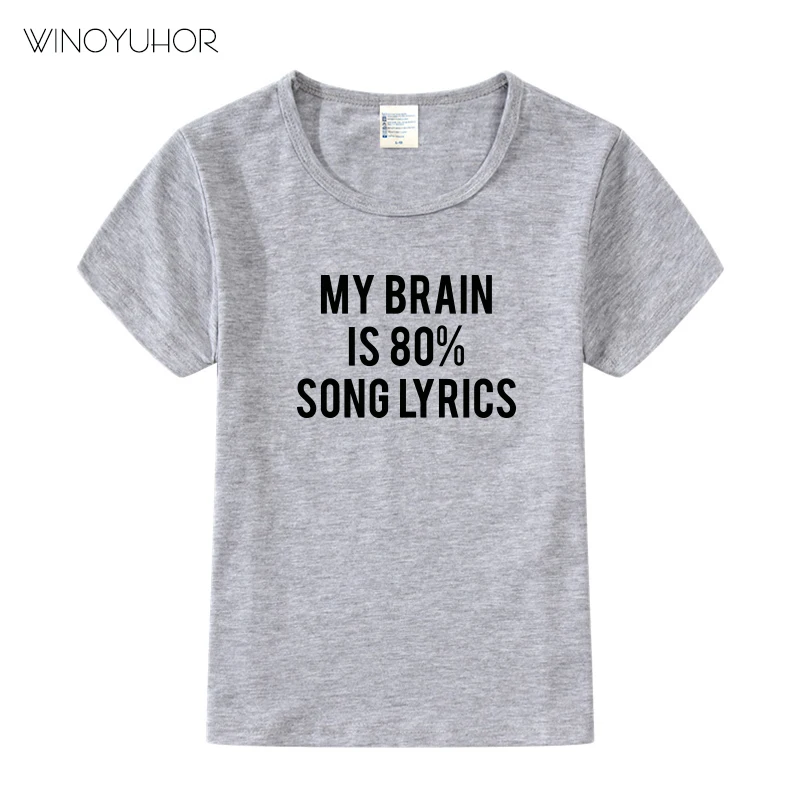 My Brain Is/80% Забавные футболки с надписью «песня» детские летние футболки с короткими рукавами, топы, детская повседневная одежда для мальчиков и девочек