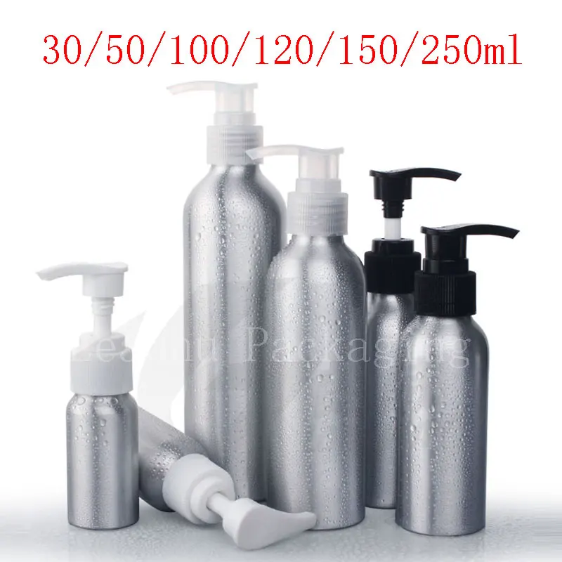 Empty Pump Lotion Bottles Silver Aluminum Liquid Soap Dispenser