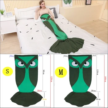 

Knitted Owl Mermaid Tail Blanket Children Sleeping Bag Fleece Cartoon Sofa Bedding Shark Mermaid Tail Blanket For Kids Costume