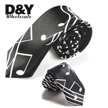 Новое поступление, 2 дюйма/5 см, широкая мода, "Большая белая музыка, Note Stripe", узор, галстук, полиэстер, Тканые Классические мужские вечерние галстуки на шею