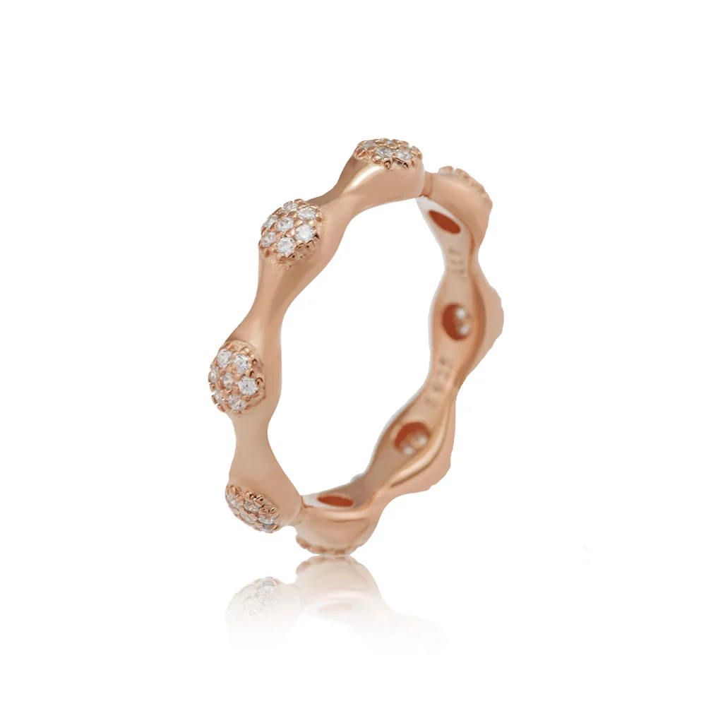 

QANDOCCI 925 Sterling Silver Jewelry Modern Love Pods Rose Ring Fashion Jewelry Trendy Rings for Women DIY Charms Jewelry