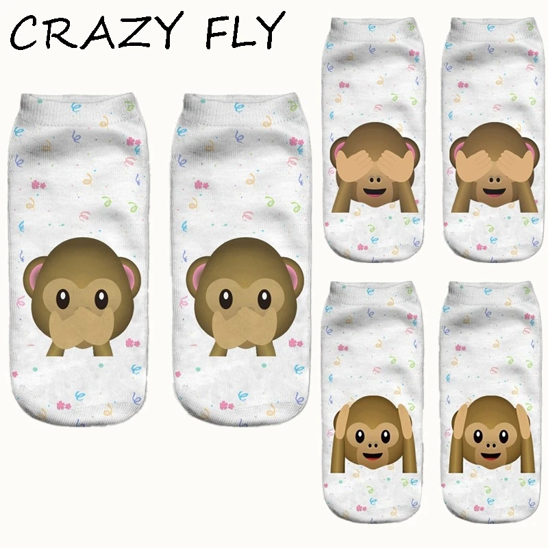 Магазин Crazy Fly 2019 женские милые хлопковые носки до щиколотки с забавным рисунком