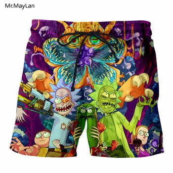 

3D printing cartoon shorts unisex trend beach shorts loose casual men's shorts super large size clothing