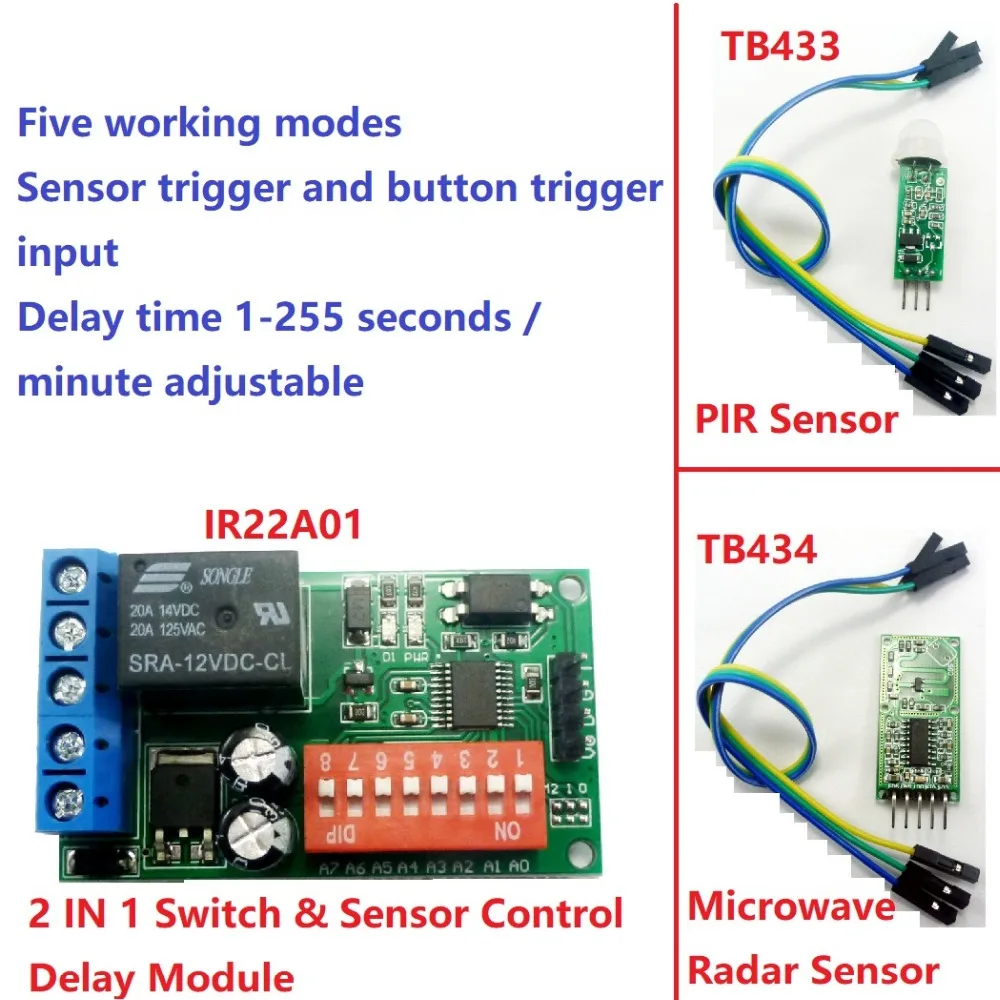 

DC 12V Self-lock Relay PLC Cycle Timer Module Delay Time Switch for PIR Microwave radar Infrared Vibration Touch sensor