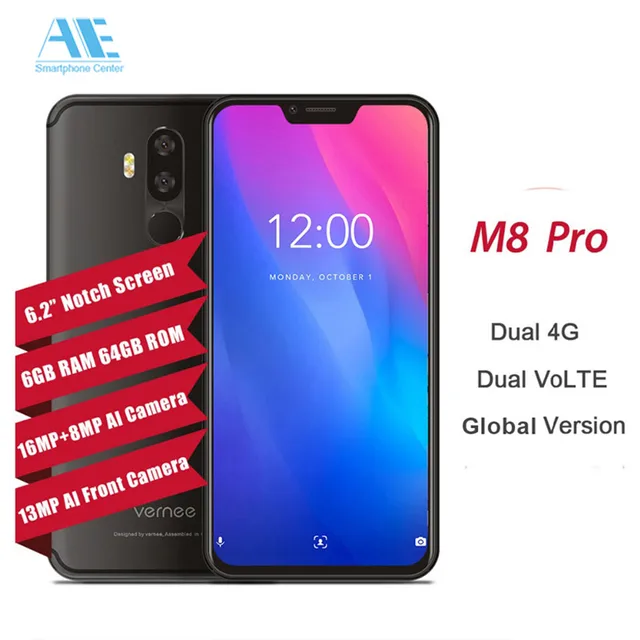 Special Price Vernee M8 Pro 6.2''notch Screen  6GB 64GB Smartphone Android 8.1 Octa core Cellphone 4100mAh AI Dual camera Fast charging phone