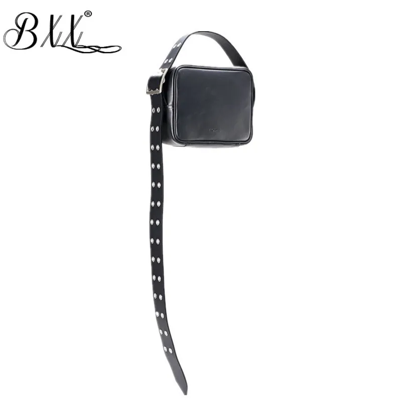 BXX сумка/ Новая модная женская Повседневная сумка с широким плечевым ремнем, маленькие квадратные сумки, сумки через плечо ZC055 - Цвет: black