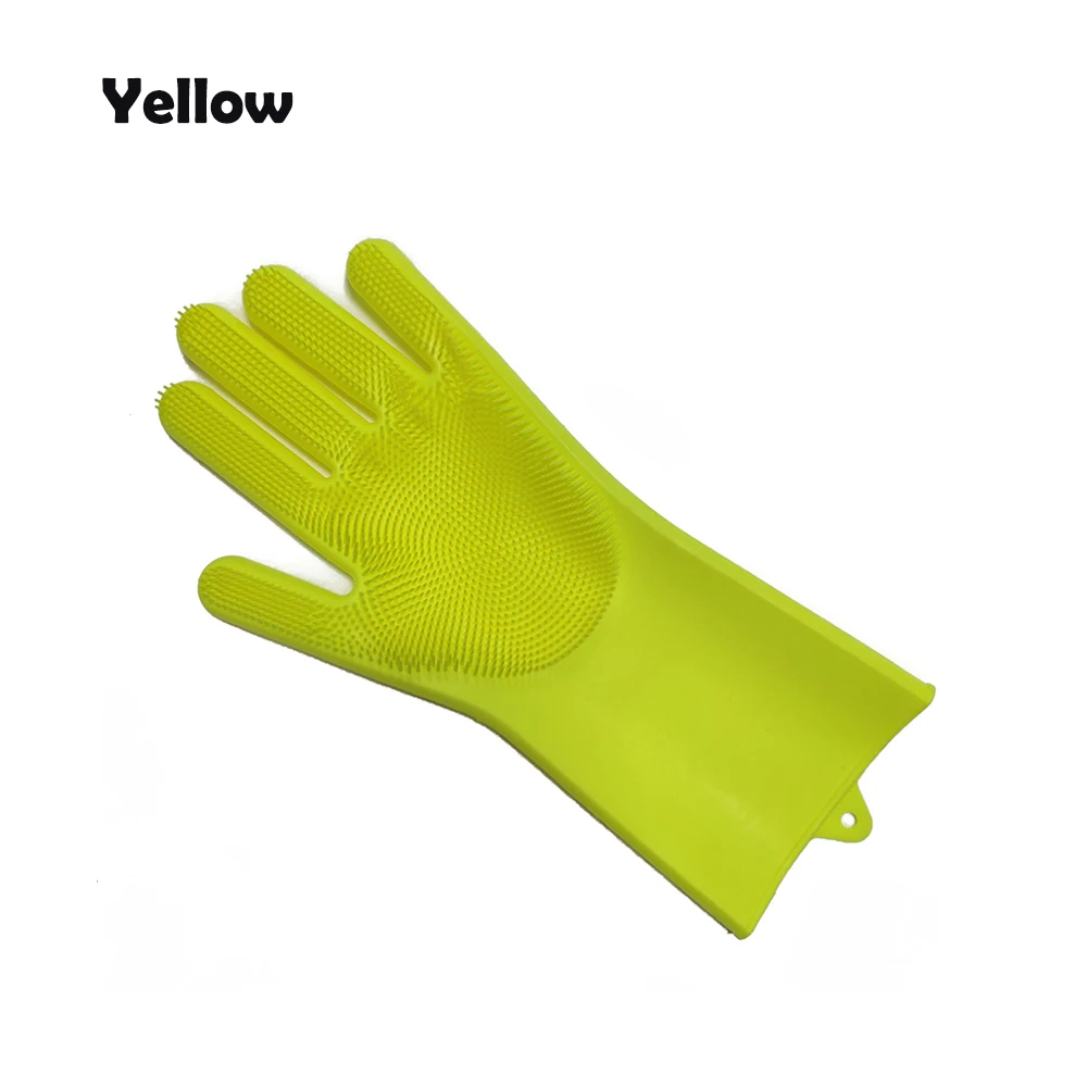 Один кухонный силиконовый скруббер перчатки для мытья посуды многофункциональные Хо использование удерживайте силиконовые чистящие скрабы перчатки волшебные перчатки для мытья посуды - Цвет: Цвет: желтый
