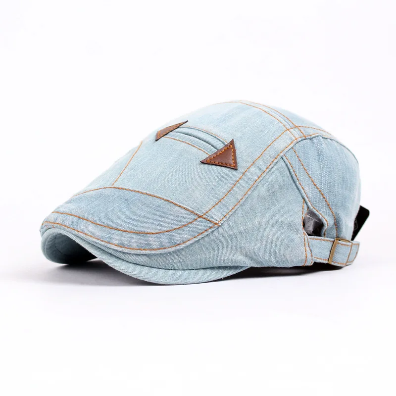 Мода Denim Берет Мужчин и Женщин Случайные Шляпу Vintage Cap Мужчин Gorras Casquette Береты Шляпы Boinas Плоские Крышки - Цвет: Белый