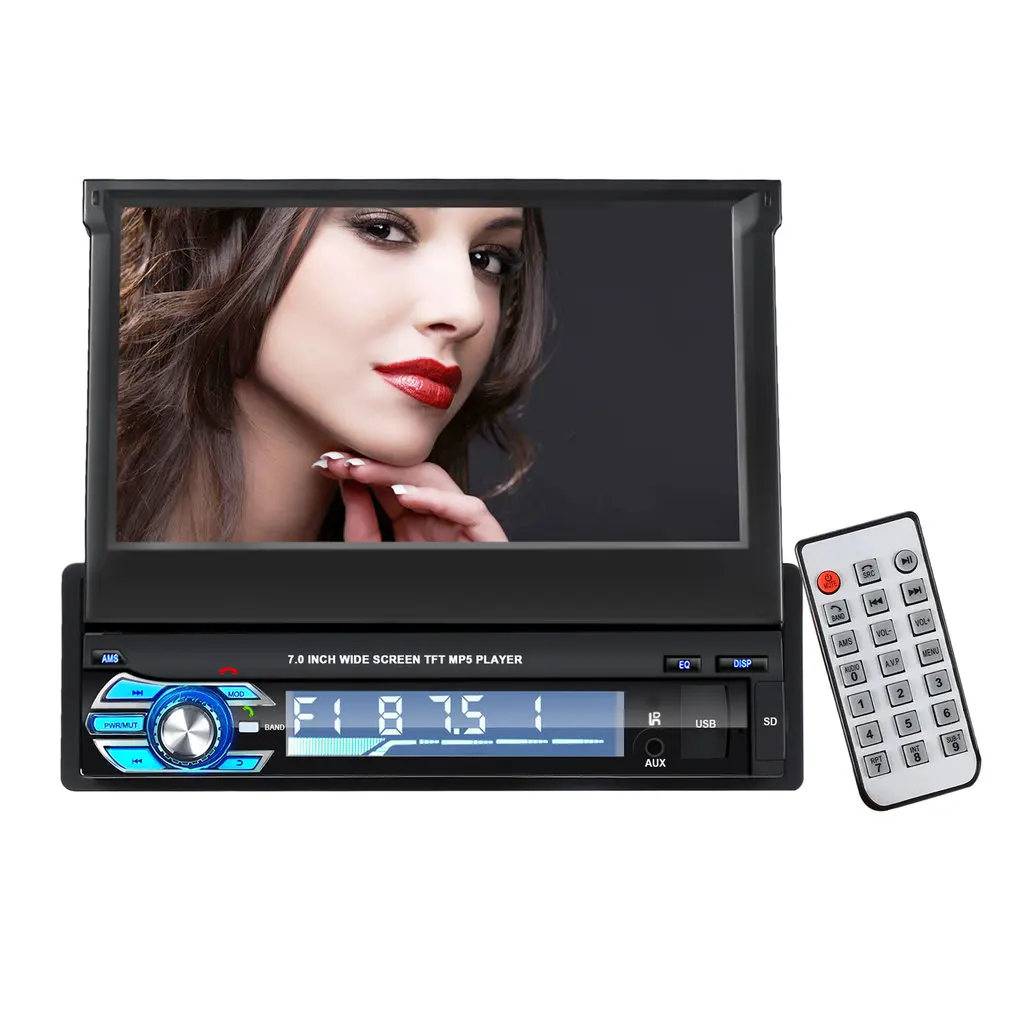 

Single DIN Black Durable 7 inch Motorized Touchscreen Player Car Stereo FM Radio Bluetooth USB/SD Universal Player RM-GW9601