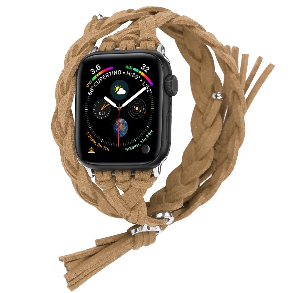 Ремешок Плетеный ручной работы для Apple Watch SE Band 44 мм 40 38 42 браслет iWatch Series 6 5 4 3