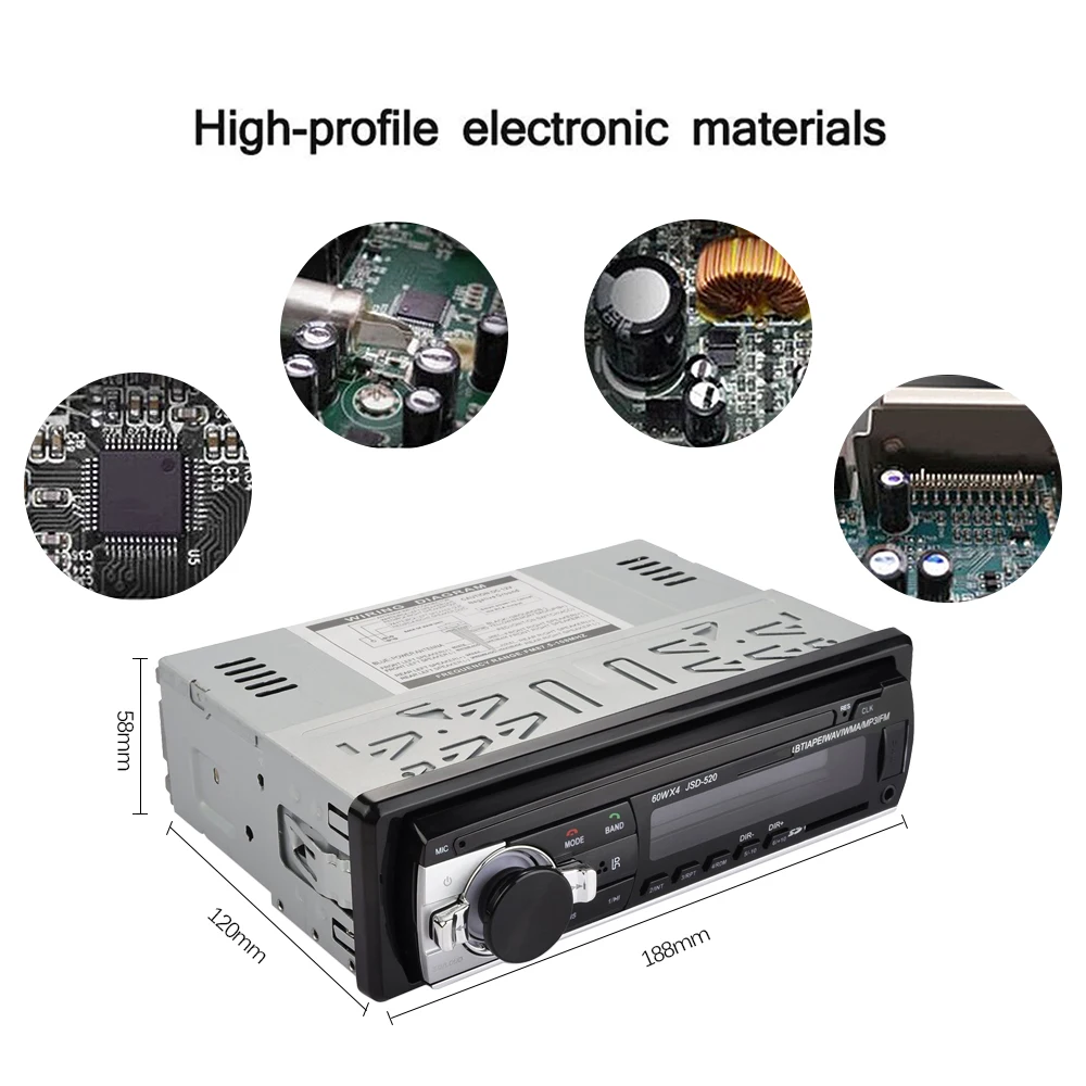 AZGIANT Remote Car Radio Stereo Bluetooth 12V In-dash 1 Din FM Aux Input Receiver SD USB MP3 MMC WMA Car Audio Player JSD-520
