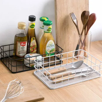

OTHERHOUSE Iron Desktop Storage Basket Bread Fruit Basket Sundries Organizer Snacks Container Toy Cosmetic Books Storage Box