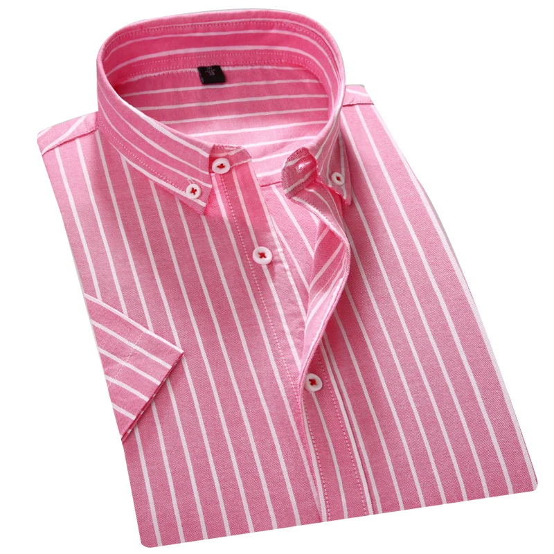 

New Arrival Men's Striped Shirts 100% Cotton Social Shirts High Quality Fashion Design Short Sleeve Casual Men's Dress Shirts