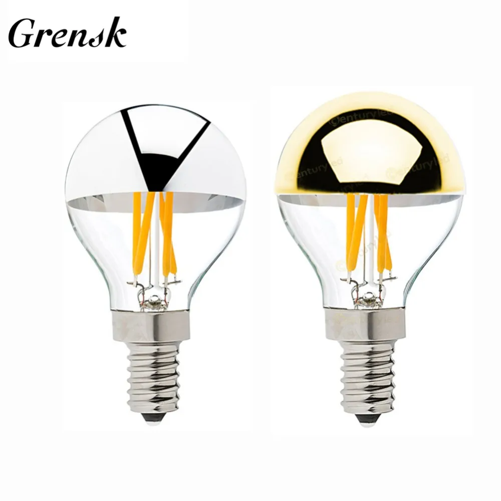 Grensk Ampoule Led Edison E14, Lumière À Filament, Argent, G45, Or