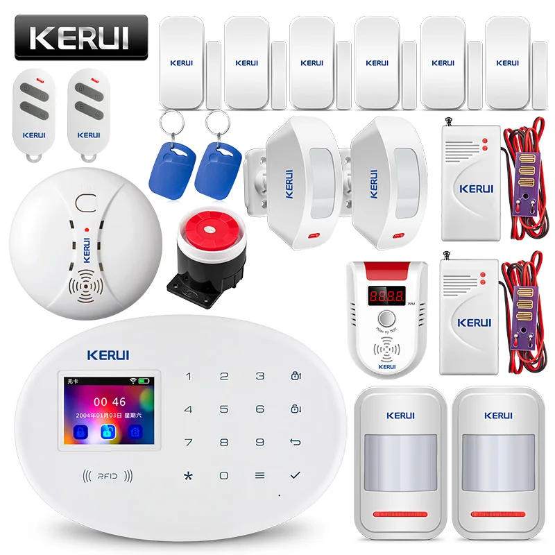 KERUI W20 wifi GSM домашняя система охранной сигнализации умный дом RFID карта приложение контроль движения Охранная сигнализация с функцией обнаружения газа детектор