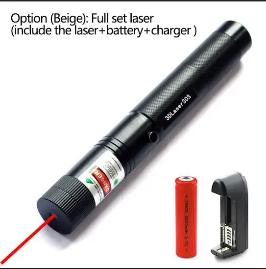 Высокая мощность военный 532nm 5 мВт красный SD лазер 303 сжигание луча спичка Lzser указатель Sky star для 18650 батареи зарядное устройство - Цвет: Бежевый
