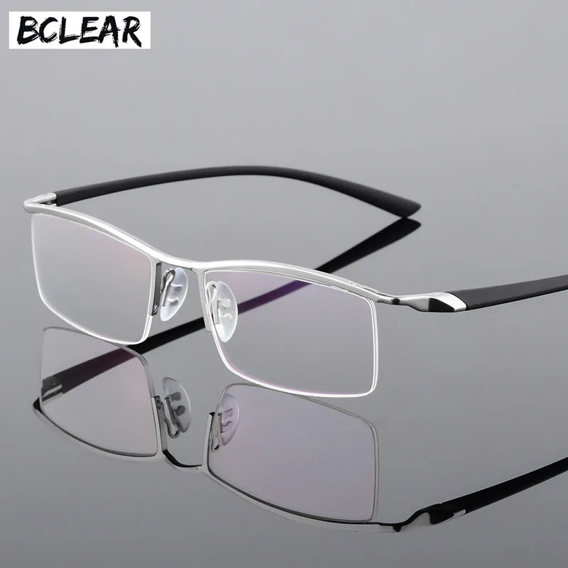 BCLEAR Browline Half Rim Metal Glasses Frame for Men Eyeglasses Fashion