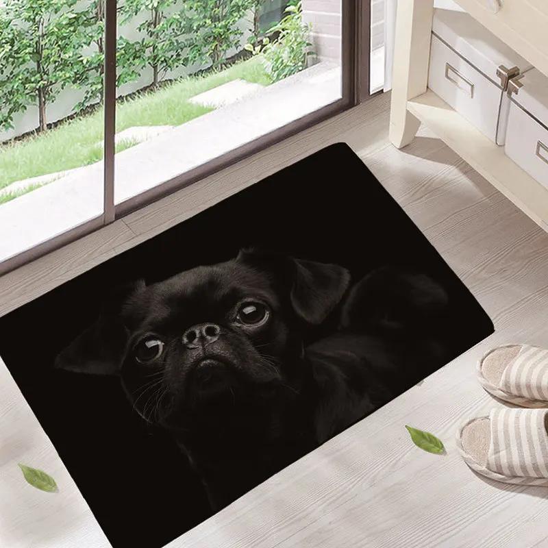 Doormat Indoor Print Cute Pug Dog Door Mat Flannel Floor Mat Rugs Tapis For Bedroom Living Room