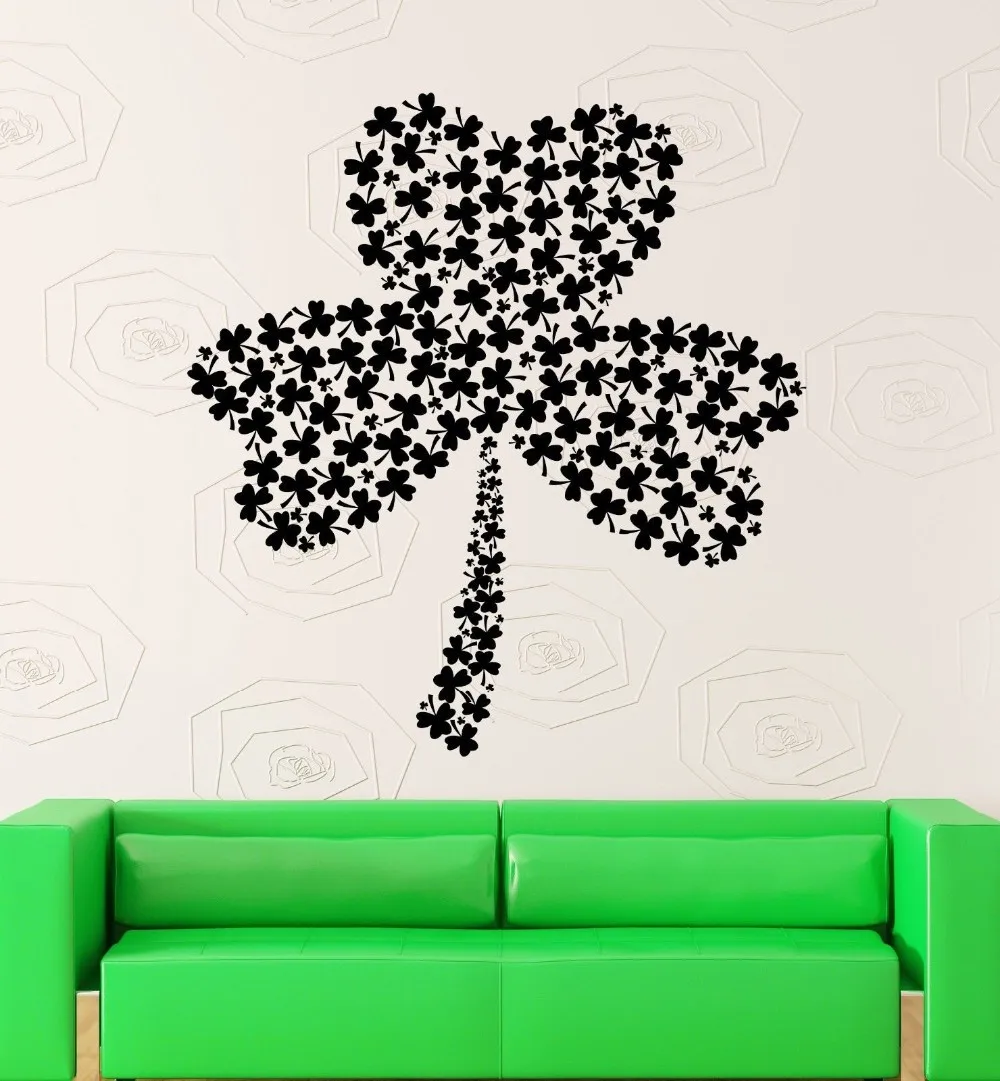 Наклейка на стену с большим цветком клевера|decorative wall decal|wall decalswall sticker |