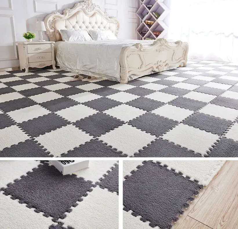 

Stitching Suede Floor Mat Composite Carpet EVA Crawling Mat Children's Bedroom Living Room Floating Window Carpet free shipping