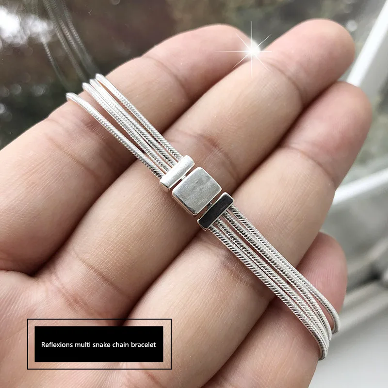 

2019 NEW Charm logo Engraving 925 spring garden pandoras bracelets pandoras reflexions multi snake chain for women jewelry