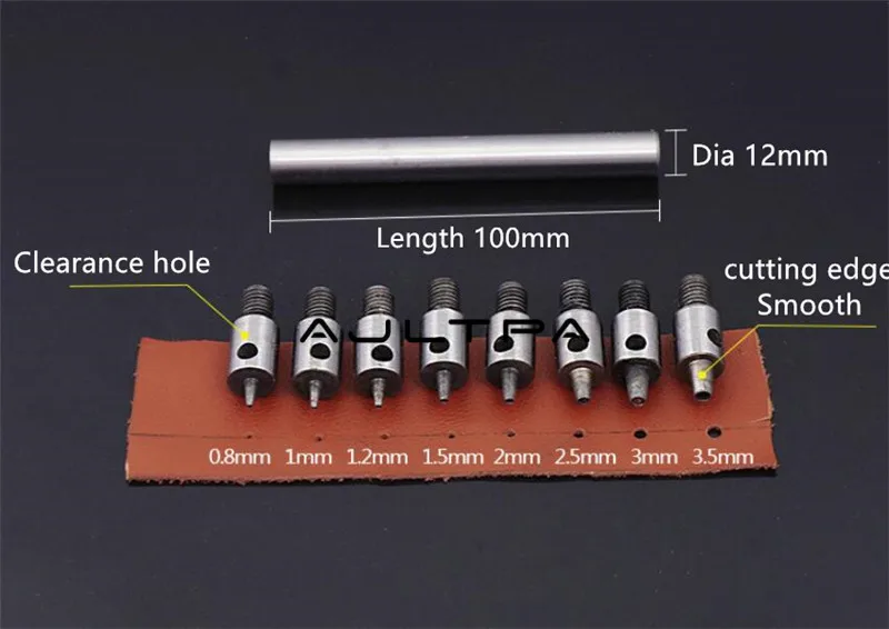 9 шт./компл. металлический кожаный инструмент Дырокол комплект для установки набор перфоратор ремень удар 0,8 мм-3,5 мм herramientas H4302