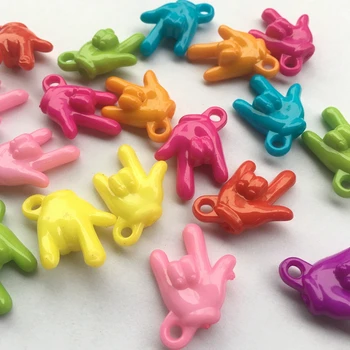 

Acrylic Victory gesture modeling beads for Jewelry making Pendant hanging hole DIY bracelet Children's toys Accessory