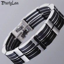 Черный силиконовый браслет мужской из нержавеющей стали мужской браслет дешевые мужские ювелирные изделия аксессуары дружба ручной ремень Регулируемый