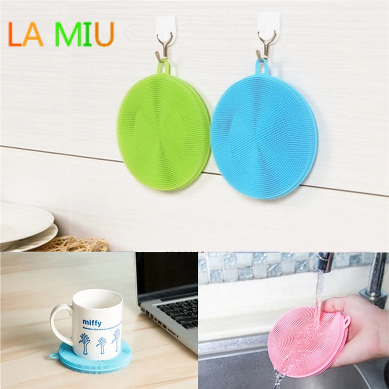 

LA MIU Multifunction Silicone Dish Bowl Cleaning Brush Scouring Pad Pot Sponge Wash Brushes Kitchen Cleaner Washing Tool Magic