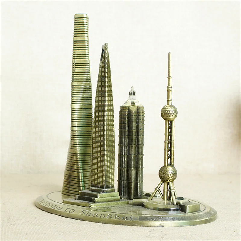 Goede Shanghai China Travel Toeristische Souvenirs Landmarks Oriental Pearl TV Tower Building Metalen Geschenk Home Decoratie YWSM82