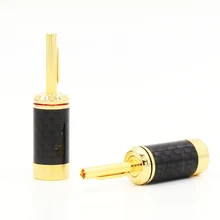 Free shipping 4pcs Carbon fiber banana 24K Gold Plated Carbon fiber Banana 4MM banana for HIFI speaker cable