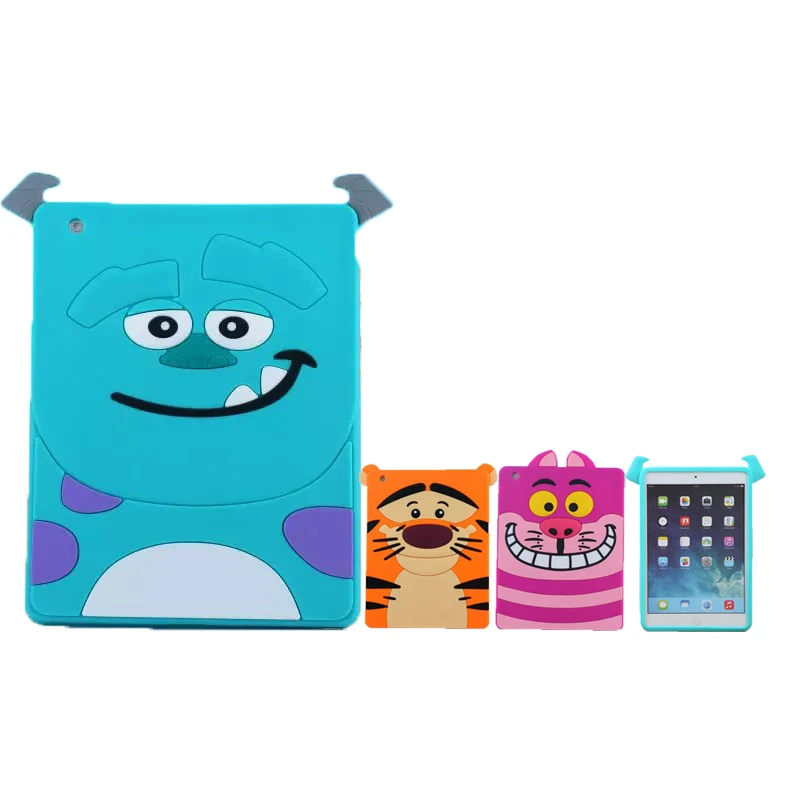 

New 3D Cartoon Monsters University Tigger Sulley Cheshire Cat Soft Silicon Funda Case For iPad 2 3 4 Air 1 2 Mini 4 3 2 1 Coque