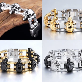 

creative shapes New gold filled bracelet men's luxury best friends skull biker jewelry friendship bracelets for men