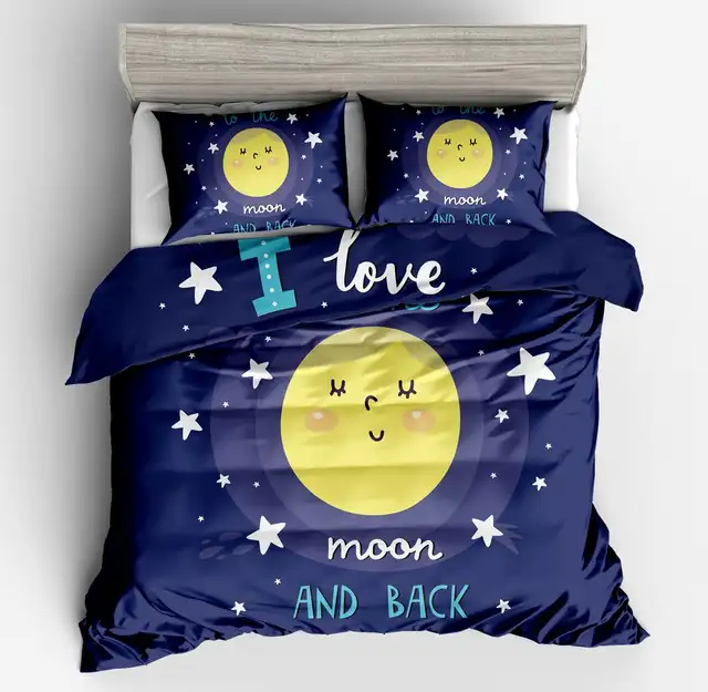 Fashion Beautiful Cartoon Stars 3d Yellow Blue Moon Stars Duvet