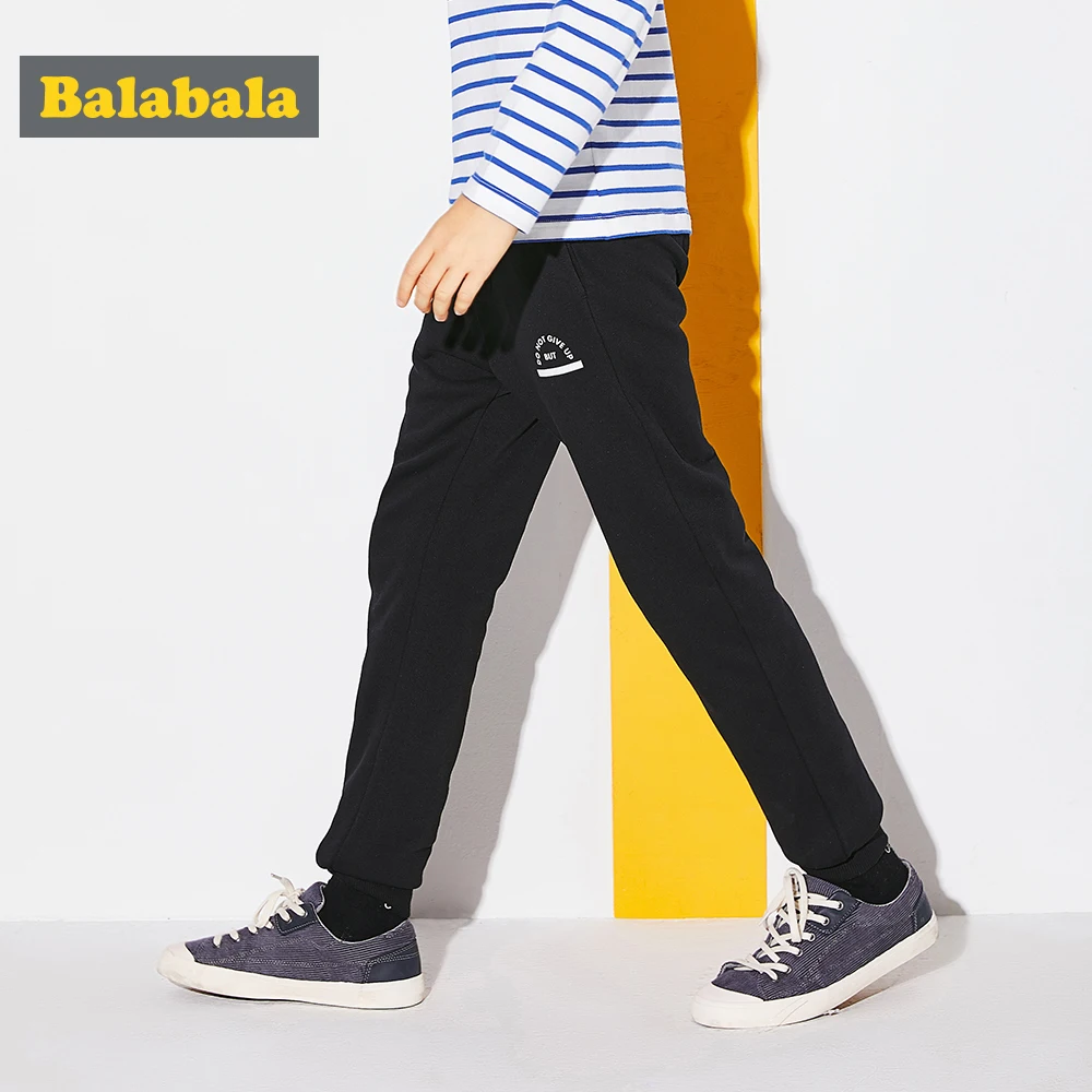 

Balabala Boys Sweatpants with Side Pocket Sport Pants Teenage Boy Pull-on Pants with Drawstring Elastic Waistband and Ribbed Hem
