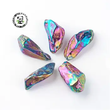 

Plated Natural Quartz Big Pendants Mixed Shapes Multi-color Plated 51~57x20~28x16~20mm Hole: 2mm